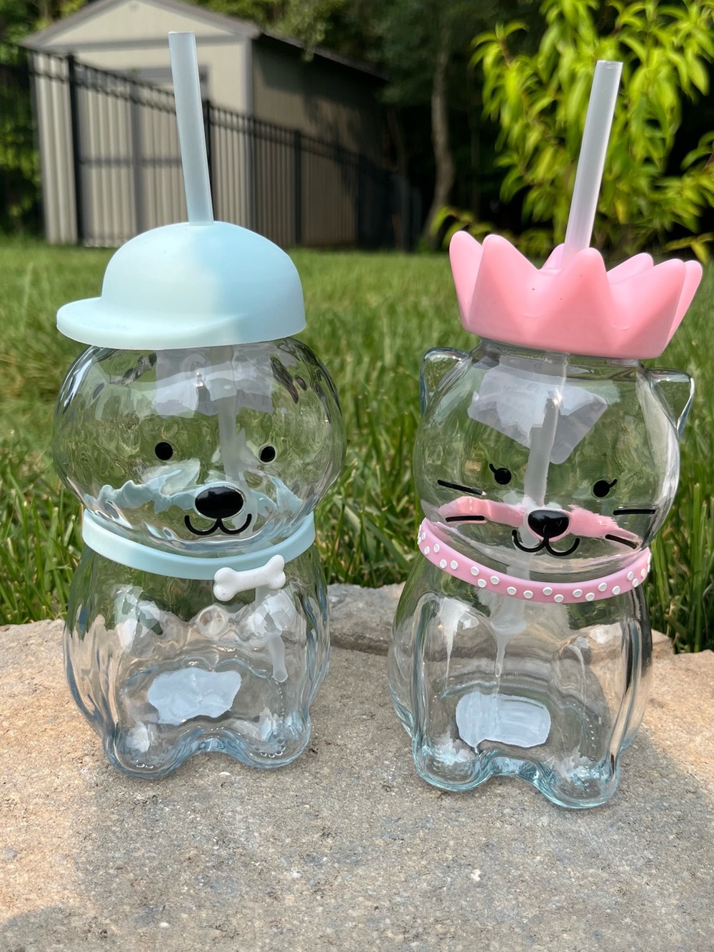 Dog and Cat Cute Cup Set - Pink & Light Blue